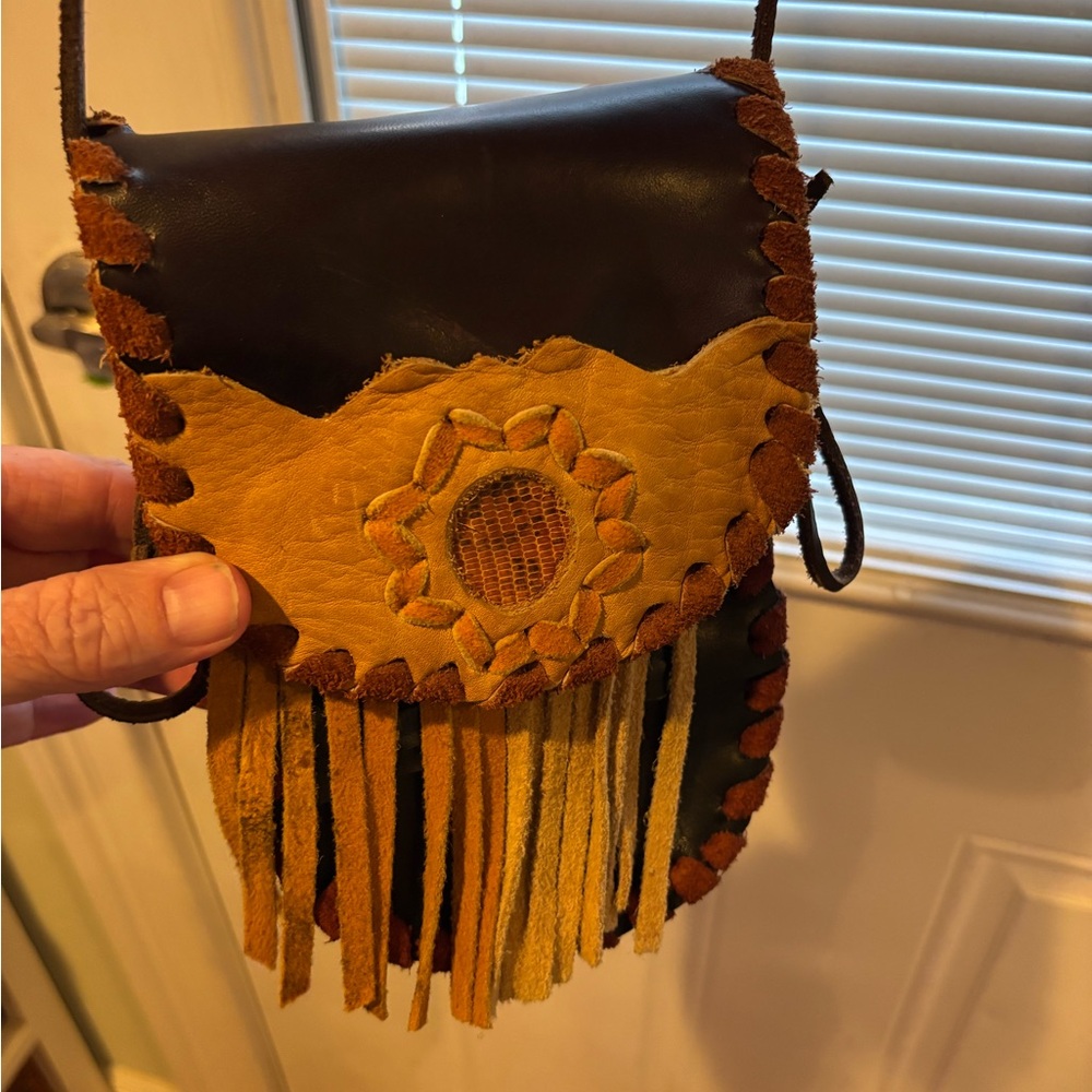 Vintage Handcrafted Leather Fringe Bag